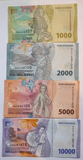 Indonesia 4 Note SET  1000 to 10000 Rupiah 2022 New series UNC