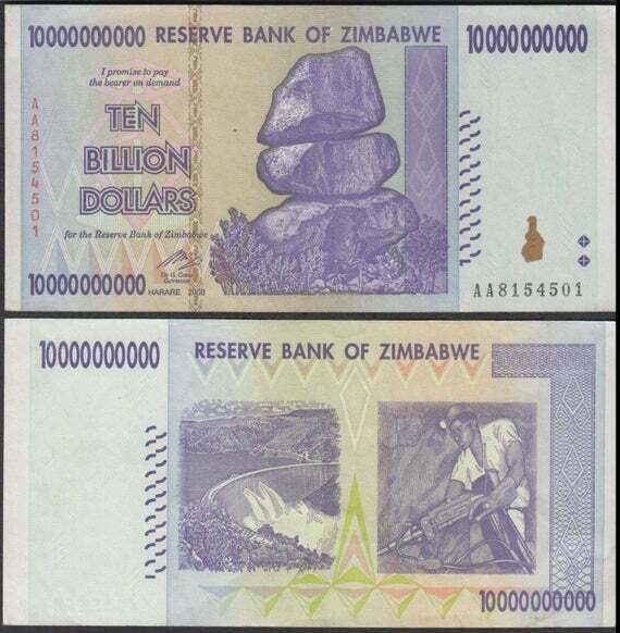 ZIMBABWE 10 Billion Dollars Banknote unc - worldbanknote