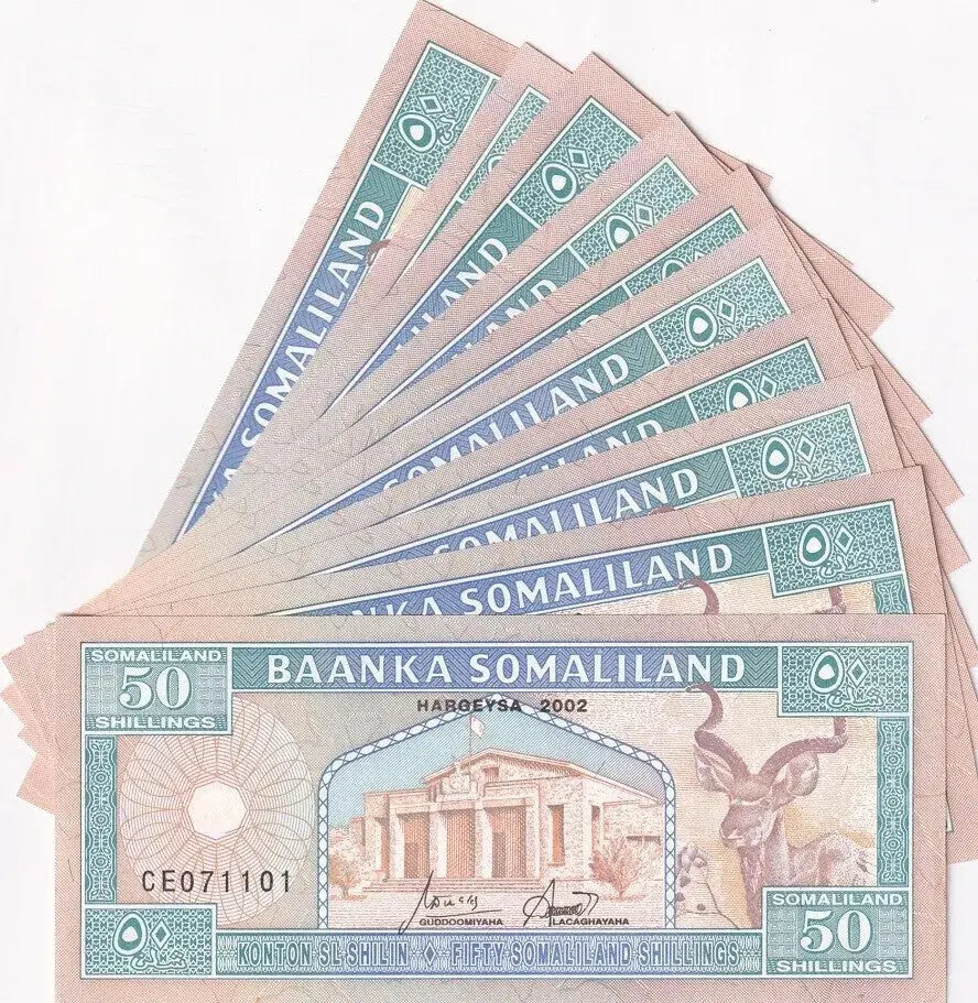 10xSomaliland 50 Shillings 2002 UNC