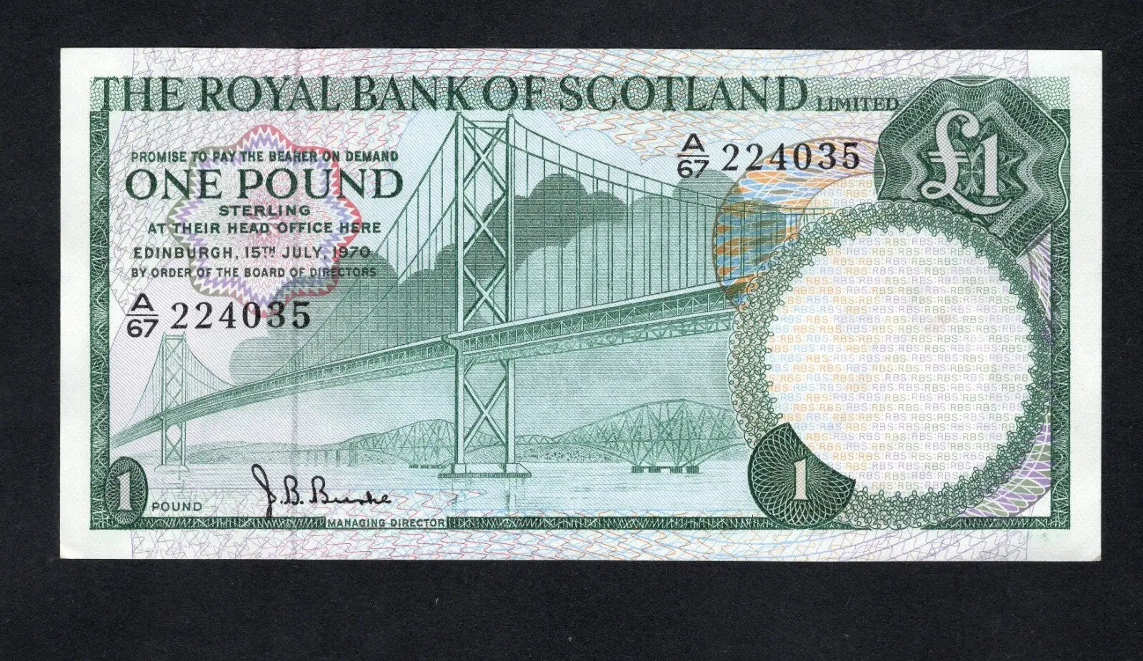 Royal BANK OF SCOTLAND  ONE POUND 1968/70 choose Year & Prefix See Menu/REF D6