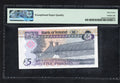 back of Northern Ireland £5 Pounds 2008 ,P-83a Very Low Serial number PMG EPQ 67