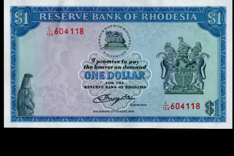 Rhodesia 1 Dollar UNC ~ P38/ref d4 - worldbanknote