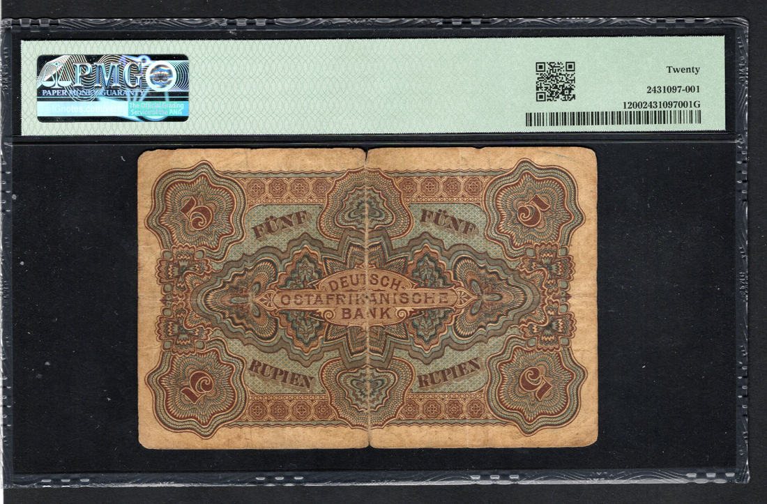 German East Africa  Pick 1 1905 PMG 20 Very Fine