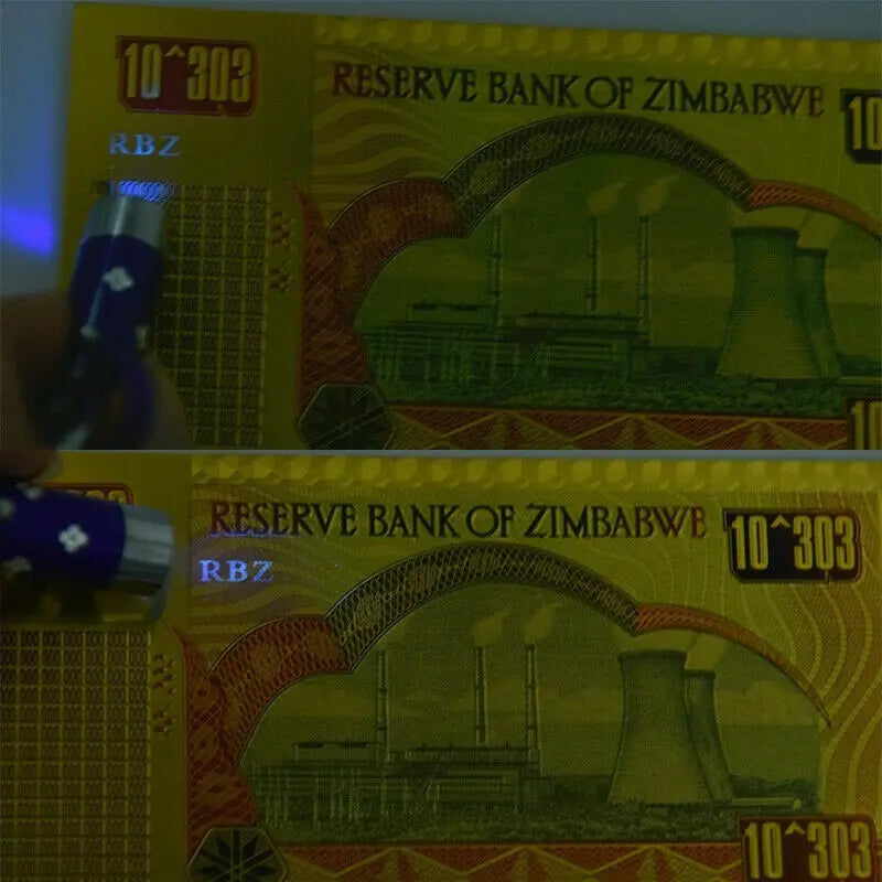 10xZimbabwe 1 Centillion Dollars 24K Gold Foil Banknote 100 Trillion Series