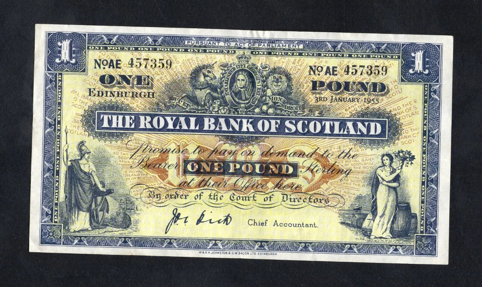 THE ROYAL BANK OF SCOTLAND £1 Banknotes 1952/66by Year & Prefix /REF D4