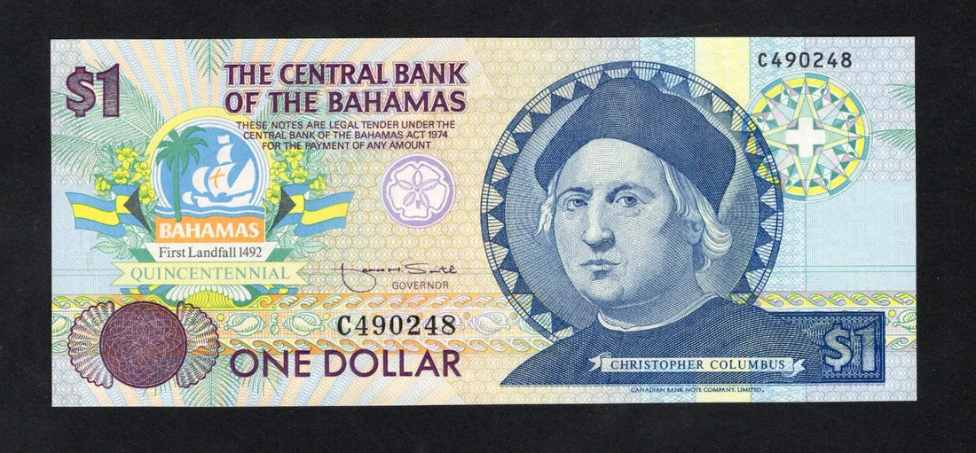 BAHAMAS 1 DOLLAR (P50a) N. D. (1992) COMMEMORATIVE ISSUE UNC/c1