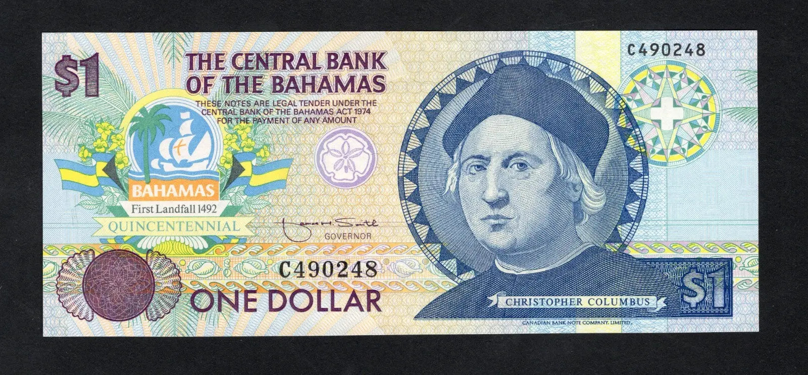 BAHAMAS 1 DOLLAR (P50a) N. D. (1992) COMMEMORATIVE ISSUE UNC/c1