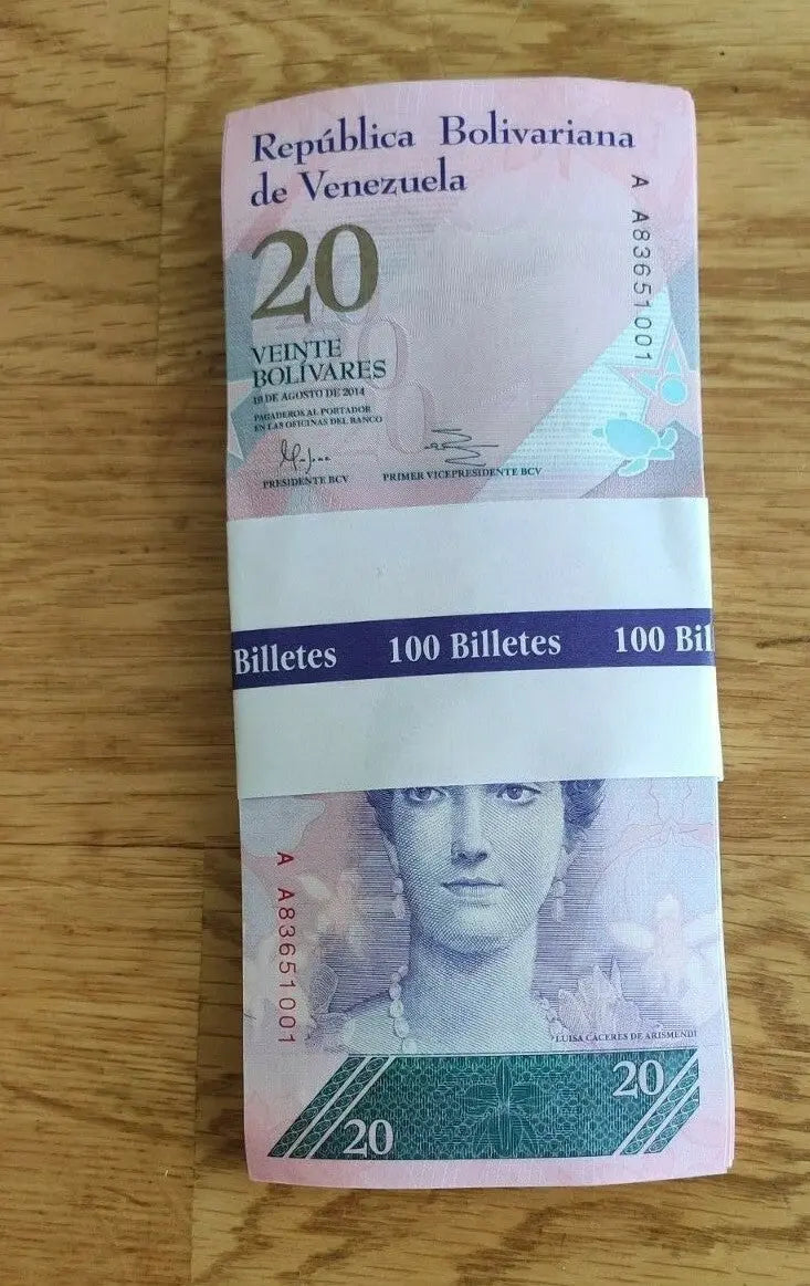 VENEZUELA BOLIVARES 100 X 20  2014  UNC LOT 100 PCS Total