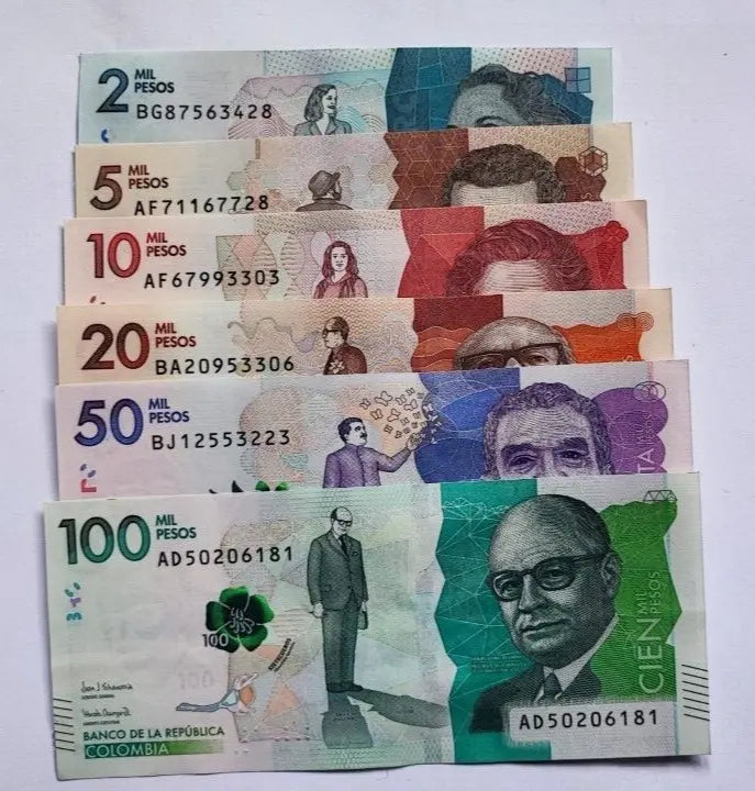 Colombia Full Set 6 Pcs: 2000–100000 Pesos P458 459 460 461 462 463, UNC