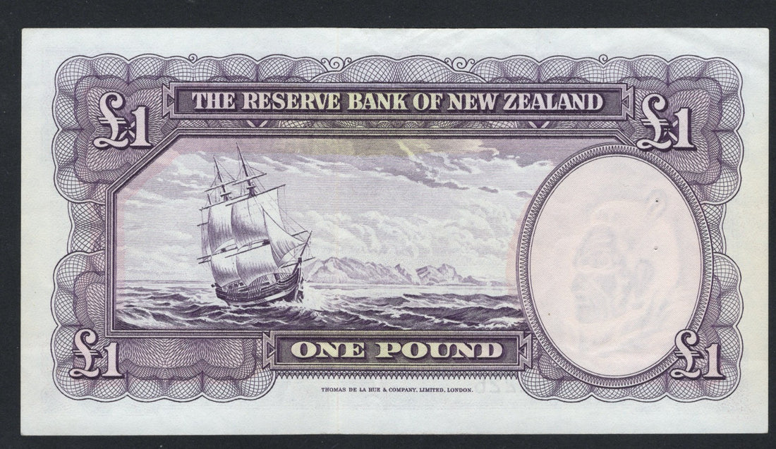 New Zealand One Pound( 1960-1967) VF Staple Holes on the  left /F10