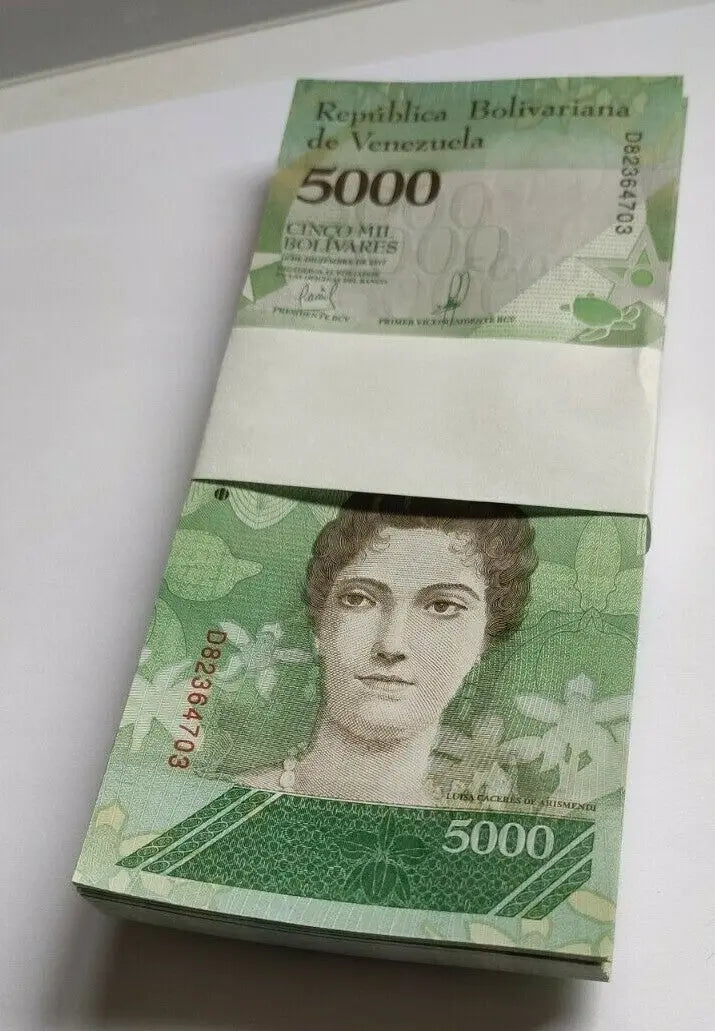 100 x Venezuela 5000 (5,000) Bolivares, 2017,UNC banknote bundle