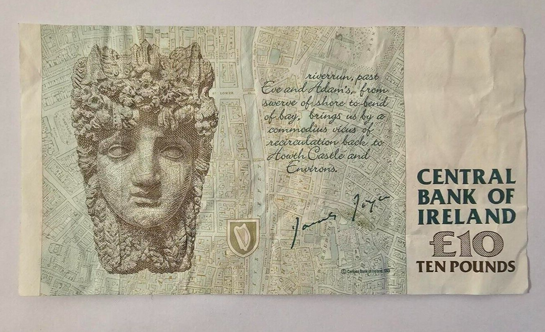 1998 CENTRAL BANK OF IRELAND TWENTY 10 POUNDS BANKNOTE In Use Condition/ref d2 - worldbanknote