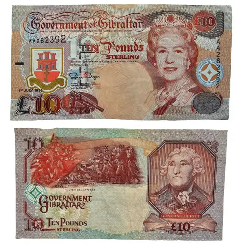 Gibraltar 10 Pounds 1995 P-32 Fine Qn. Elizabeth II