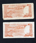 5xCYPRUS 50 cents Banknote used- 1983/1988 /ref s1