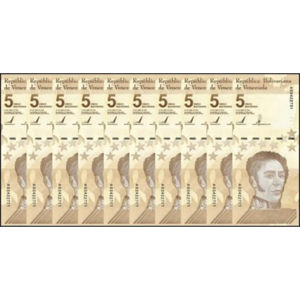 10xVenezuela 5 Bolivar Digital (Digitales) Banknote 5 Million Soberano - Unc
