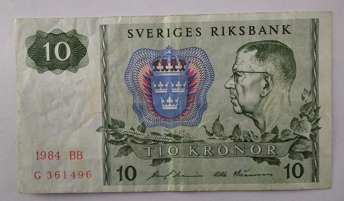 1984 Sweden 10 Kronor Banknote Used/ref d1