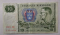 1984 Sweden 10 Kronor Banknote Used/ref d1
