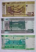 Sudan 5 Pcs Set 2 5 10 20 50 Dinars  2017 2018  UNC
