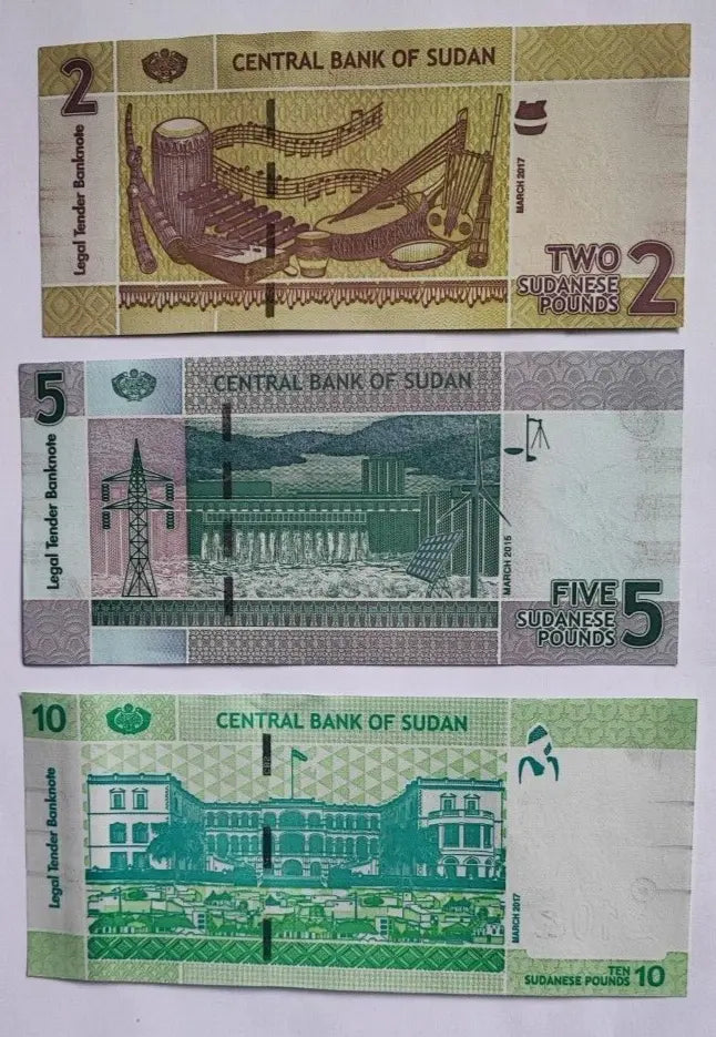 Sudan 5 Pcs Set 2 5 10 20 50 Dinars  2017 2018  UNC