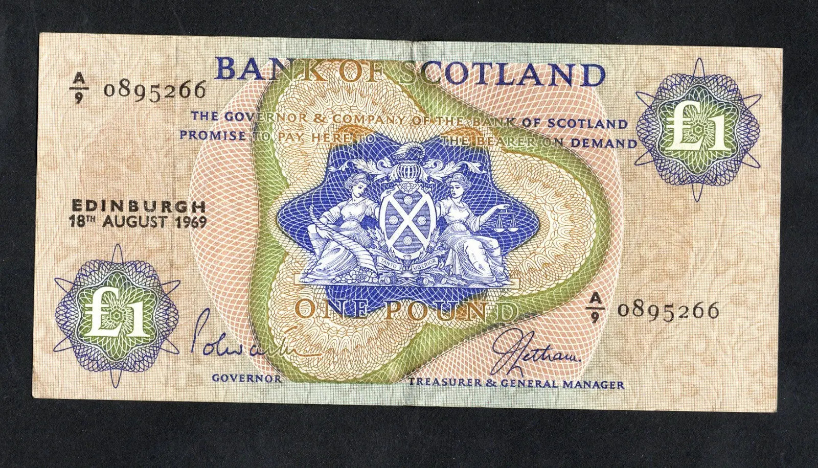 BANK OF SCOTLAND £1 One Pound Banknotes 1968/69by Year & Prefix See Menu/REF D4