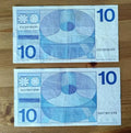a pair of Netherlands 10 Gulden  extra fine 
