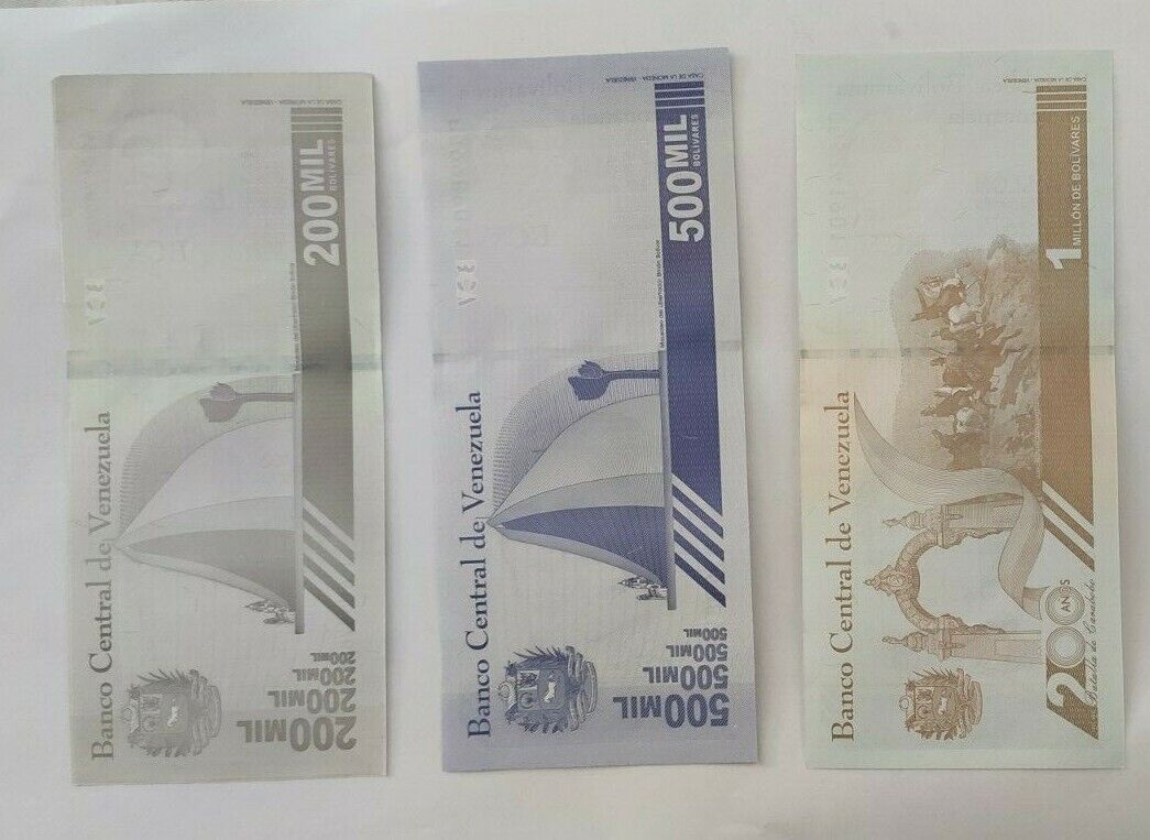 2020 Venezuela Bolivares Set $200,000 & $500,000$ 1000,000 Unc - worldbanknote