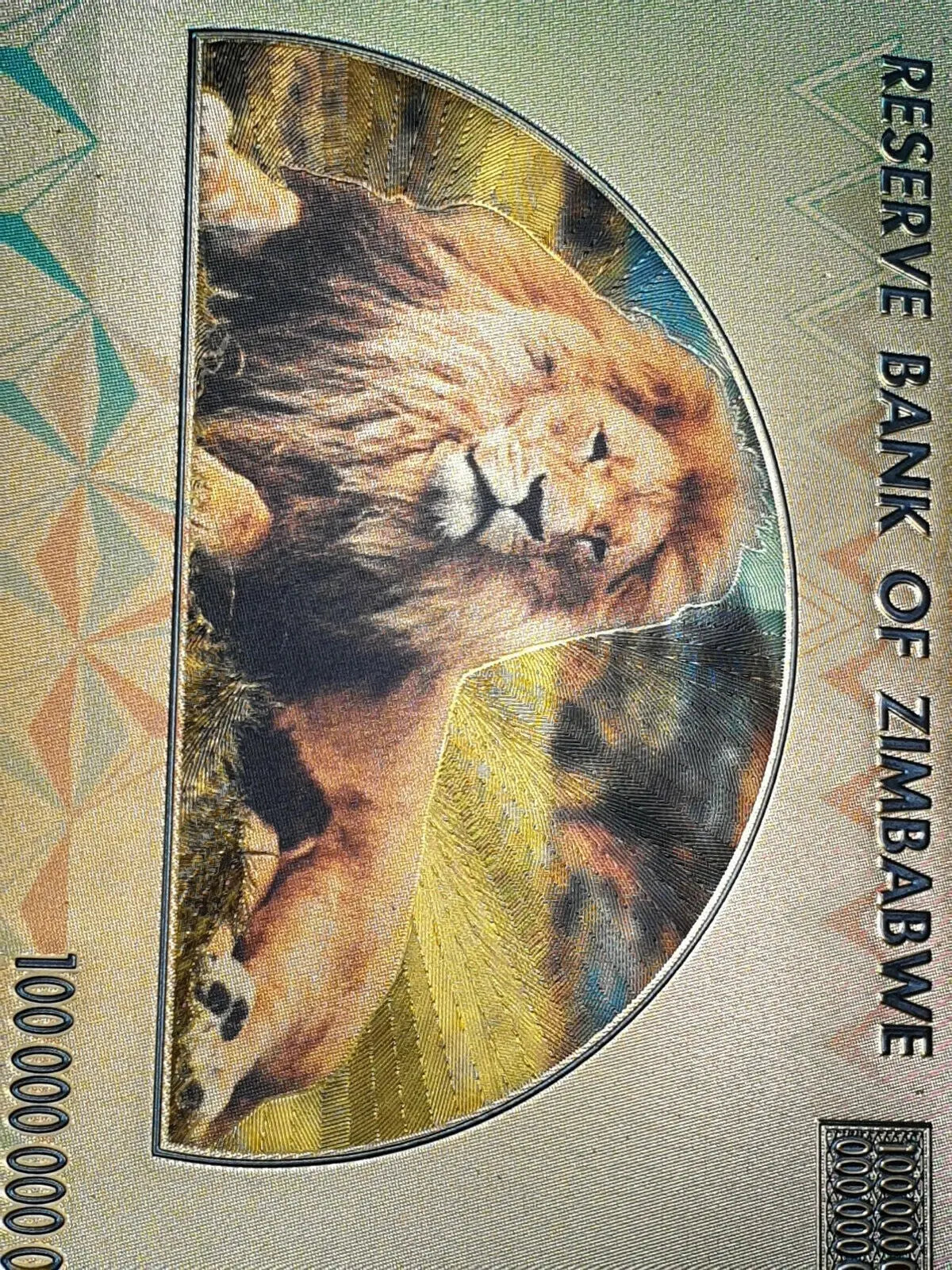 10xZimbabwe 100 Decillion Dollars  Gold Foil Banknotes African Lion