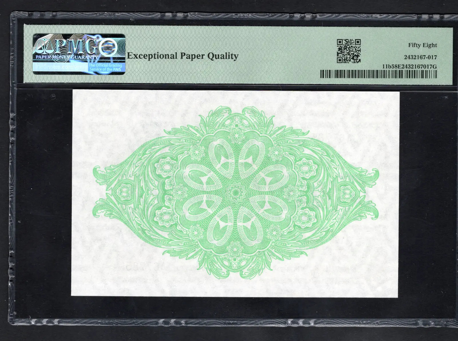 back of Falklands 10 Pounds 1982 P11B  PMG About Uncirculated 58 EPQ