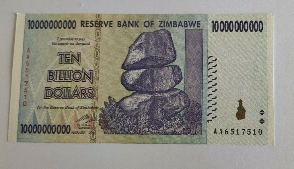 Zimbabwe 10 Billion Dollars Banknotes 2008 UNC - worldbanknote