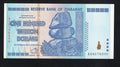 front of Zimbabwe 100 Trillion Dollar banknote. Genuine, AUNC AA Serial Number UV checked