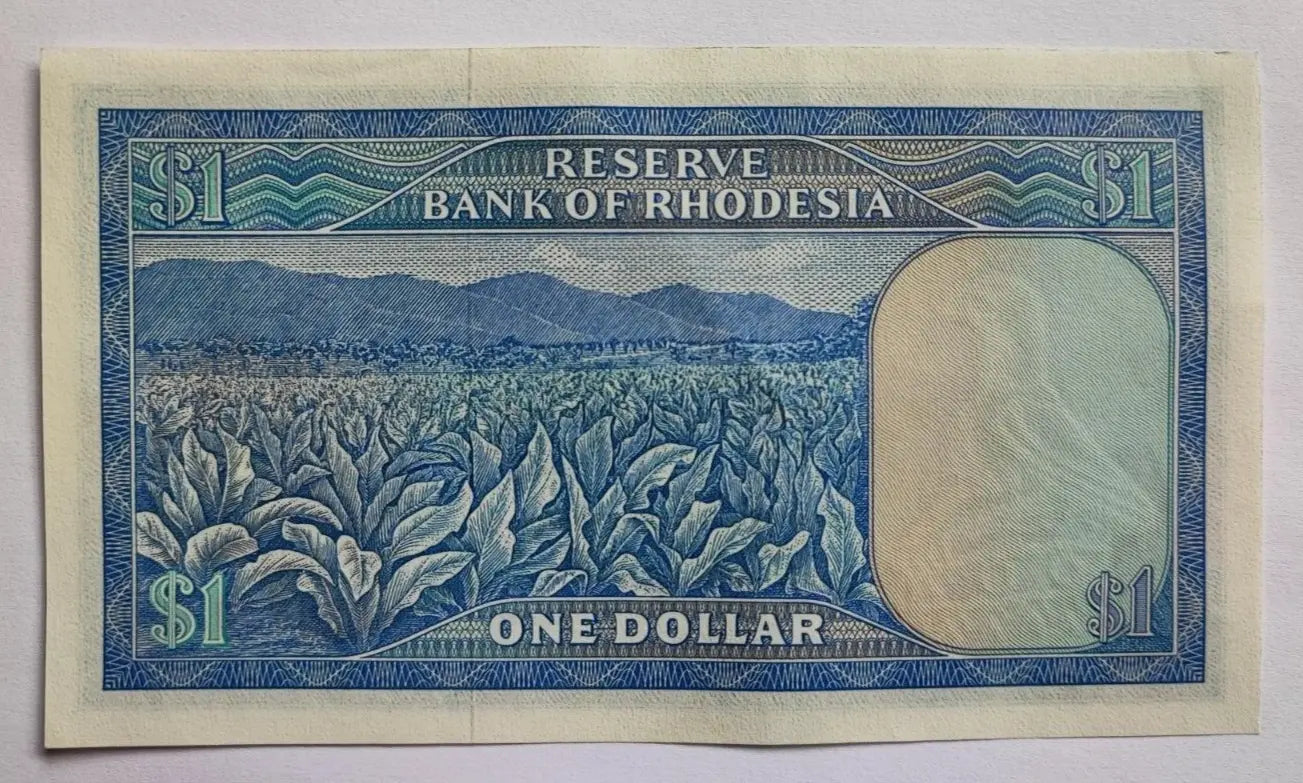 1979 RHODESIA (ZIMBABWE) 1 OLD RHODESIAN DOLLAR  BANKNOTE AFRICA UNC
