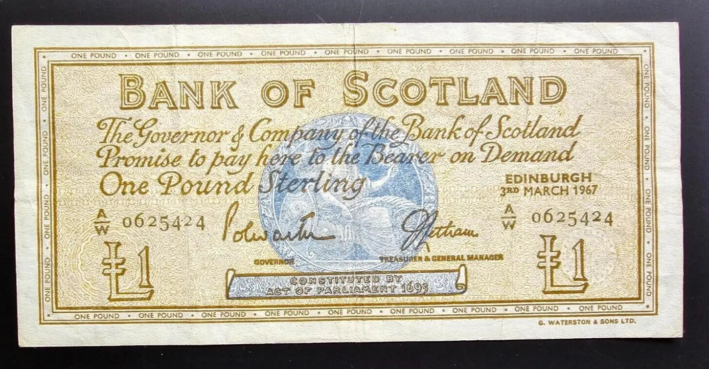 Bank of Scotland one pound 1967 Very Fine