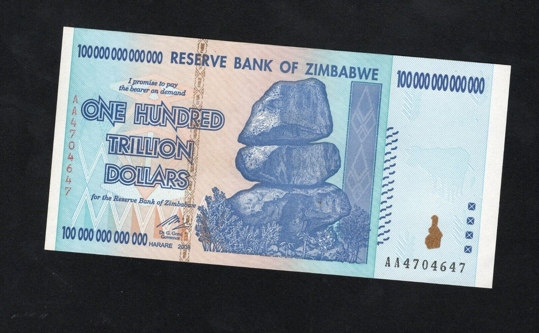 Zimbabwe 100 Trillion Dollar Genuine UNC AA Serial Number UV checked - worldbanknote
