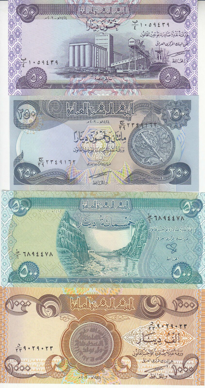 IRAQ 50 250 500 1000 5000 10000 DINAR 2003 P-90 91 92 93 94 95 UNC SET - worldbanknote