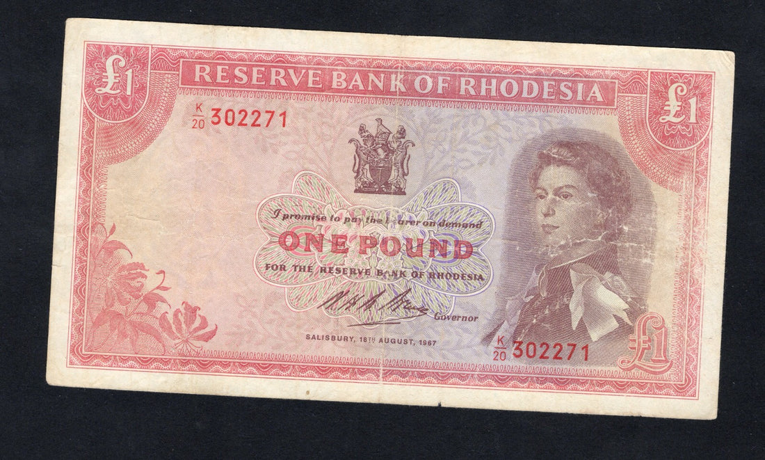 RESERVE BANK OF RHODESIA ONE POUND VERY FINE/ref d11