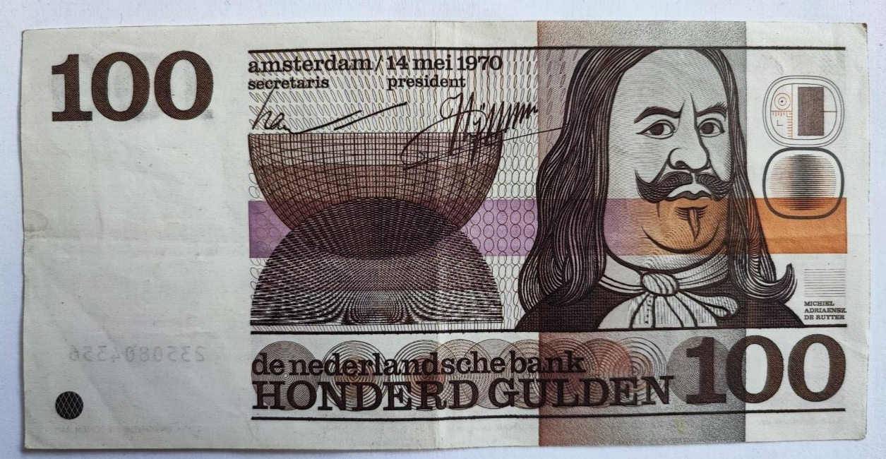1970 Netherlands 100 Guilder Gulden - Michiel De Ruyter - worldbanknote