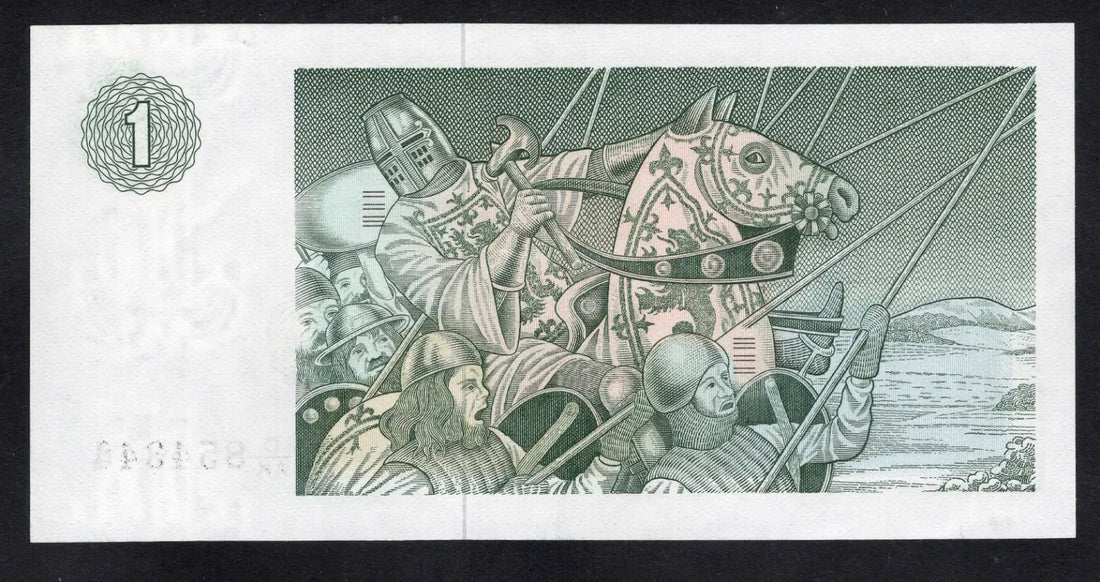 front of Clydesdale Bank one pound 1977  AUNC/D15