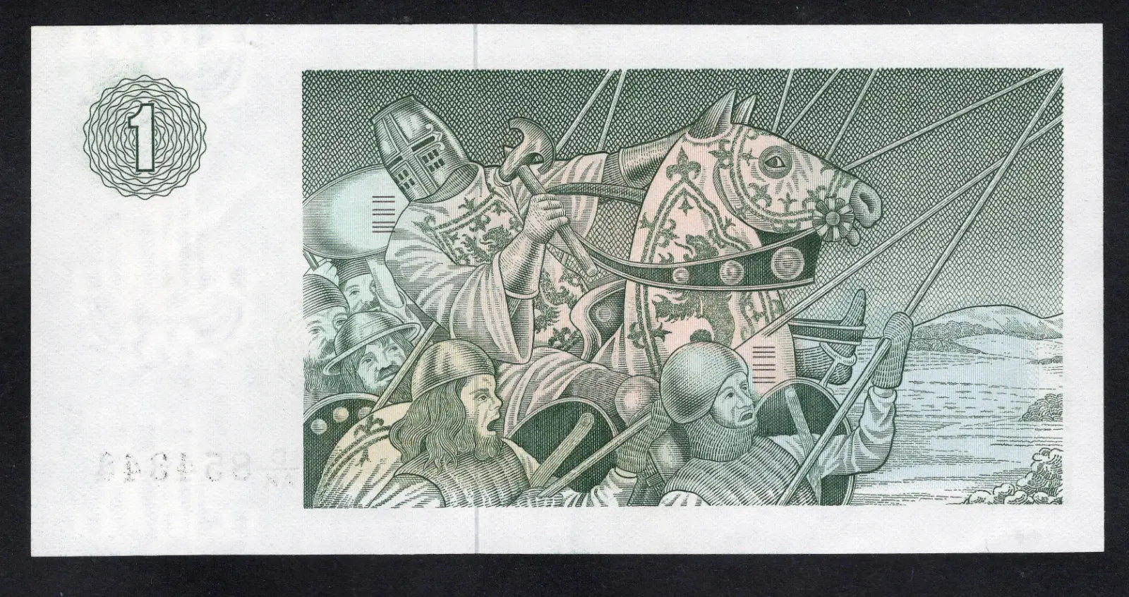 back of Clydesdale Bank one pound 1977  AUNC/D15