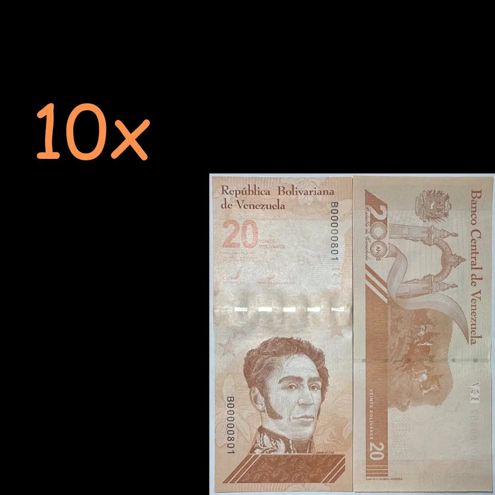 10 PCS VENEZUELA 20 BOLIVARES DIGITALES, 2021 UNC  (20.000.000 BOLIVARES)