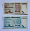 Zimbabwe 5 , 25 , 50 , 100 Billion Dollars Special Agro-Cheque  2008 Used 4 PCS