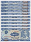 10xVietnamese Dong 5K 5000 Banknote 1991 Vietnam VND Uncirculated UNC