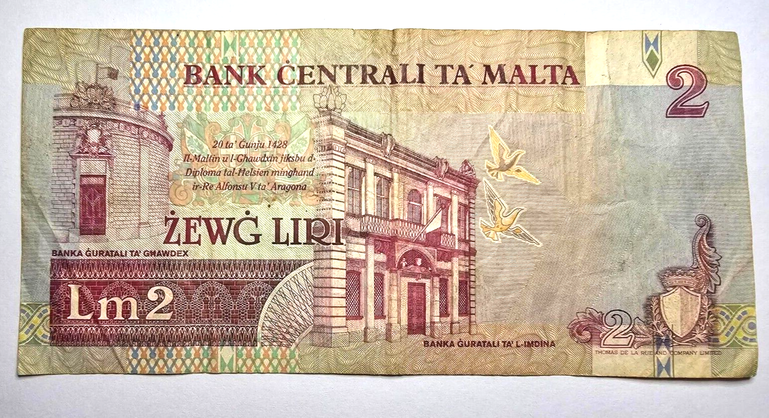 malta 2 liri very fine 1967 /ref d24 - worldbanknote