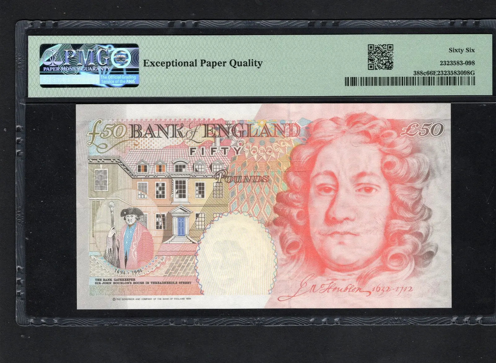back of BANK OF ENGLAND £50 P-388C 1994 UNC EPQ 66