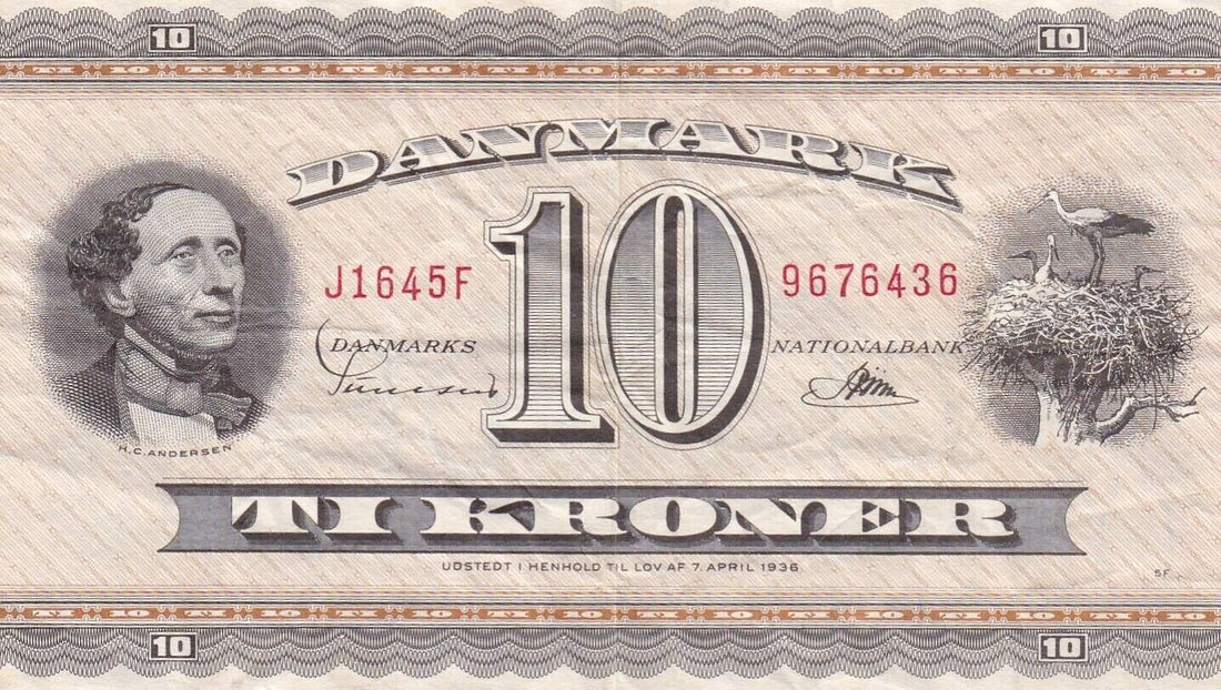 BANK OF DENMARK , 10 KRONER 1968 VF/ref d2