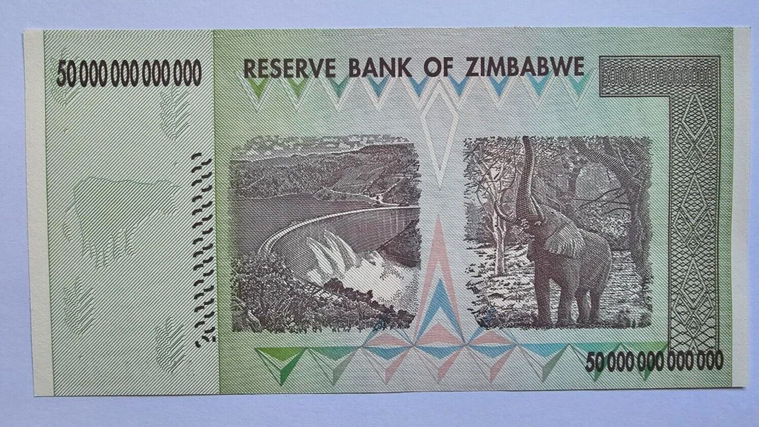 Zimbabwe 50 Trillion Dollar With Solid serial number. - worldbanknote