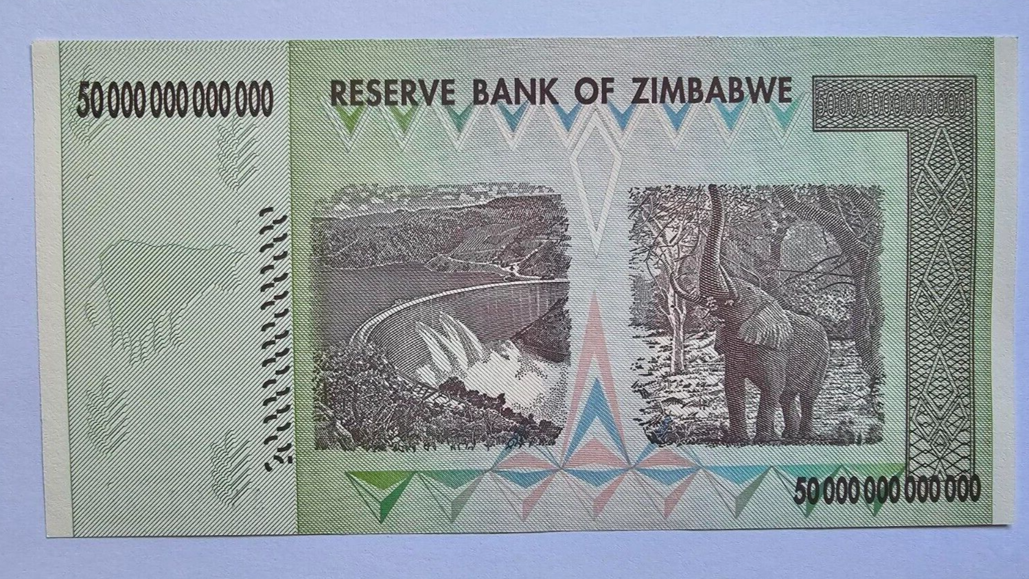 Zimbabwe 50 Trillion Dollar With Solid serial number. - worldbanknote