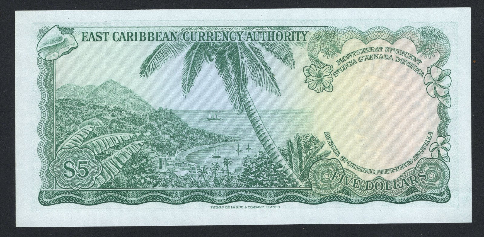 East Caribbean State $5 Dollars Banknote 1965  AUNC/f10