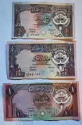 Kuwait banknotes set 1 Dinar 1/2 Dinar 1/4 Dinar  1986-1991 very fine condition