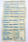 40 X 100 billion special agro cheque Zimbabwe dollar notes. used.