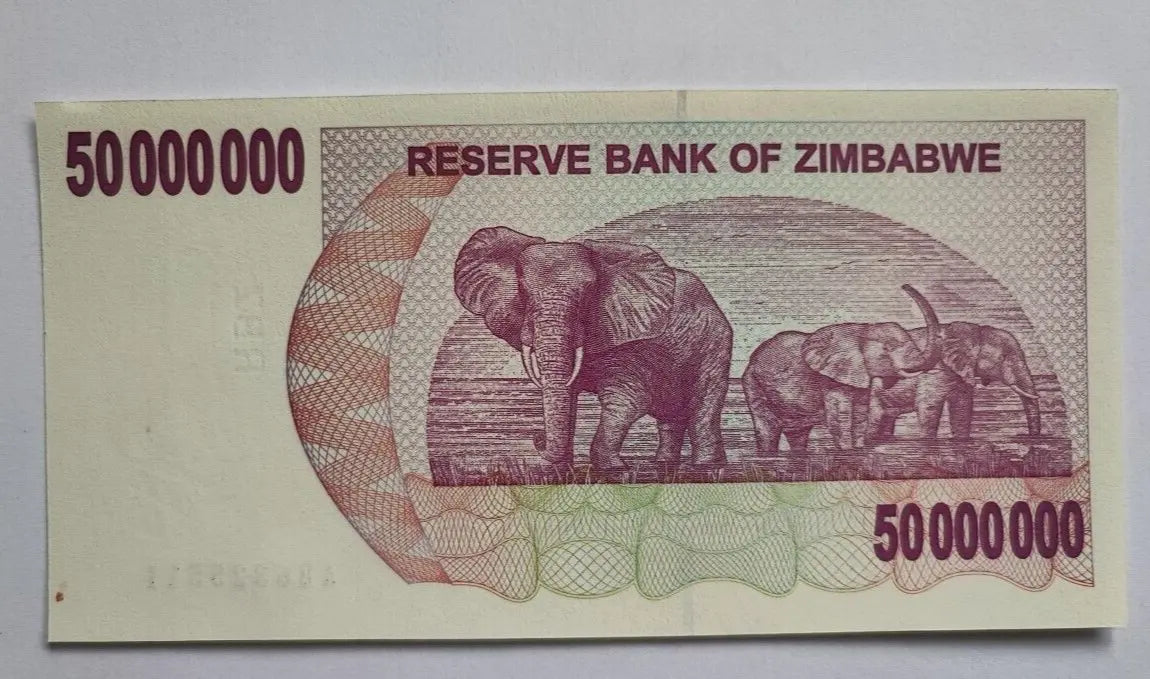 Zimbabwe 50 Million Dollars. 2008. Hyperinflation. Real, UNC **UK DISPATCH**